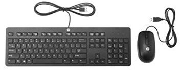 HP Slim USB Keyboard & Mouse QWERTY Anglais Noir - Claviers (Standard, avec Fil, USB, QWERTY, Noir, Souris Incluse)