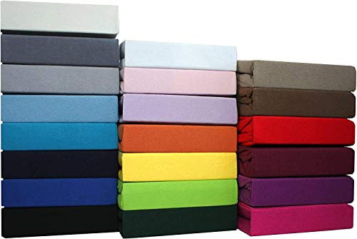 SUMG Farbenfrohes Jersey Spannbettlaken Spannbetttuch Bettlaken aus hautsympathischer 100% Baumwolle (Schokobraun/Dunkelbraun, 140-160 x 200 cm), sumg-140-Schokobraun