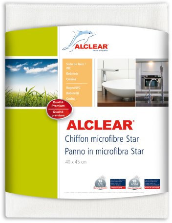 ALCLEAR Microfasertuch Star Spezialtuch, entfernt Kalkränder ohne Chemie, 40x45 cm weiss, feinste Tuchstruktur