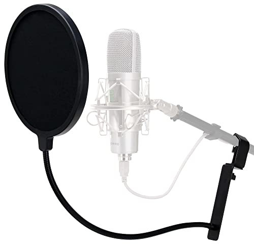 Pronomic PK-2 professioneller Popschutz (16,5cm Popkiller für Recording, Nylonbespannung, Plopkiller, mit Klemme und Schwanenhals) schwarz