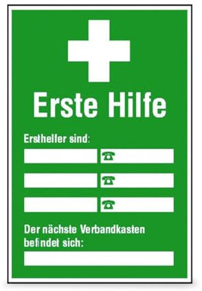 Betriebsausstattung24 Erste Hilfe Aushang Verzeichnis Ersthelfer | Zur Selbstbeschriftung - PVC-Folie, selbstklebend - 20,0 x 30,0 cm