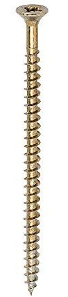 TIMCO Solo Chipboard & Woodscrews - Gold - 4.5 x 80 - Box of 200 - A single thread woodscrew mainly used in various types of timber and man-made boards or into masonry with the use of plastic plug