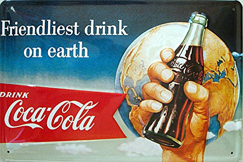 Coca Cola Friendliest Drink On Earth Blechschild, 30 x 20 cm