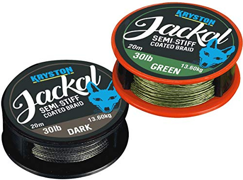 KRYSTON Jackal DARK NATURAL SILT 20m 20lb/30lb Semi-Stiff Coated Braid Vorfachmaterial