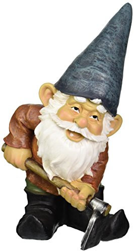 Garden Gnome Statue - Bulldoze the Dirty Hoe - Outdoor Garden Gnomes - Funny Lawn Gnome Statues