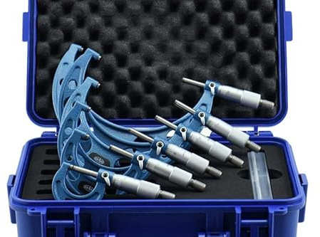 Shars 0-6 Premium Outside Micrometer 0.0001 Precision Solid Metal Frame Carbide Tip 6 pcs Set 303-2653N R