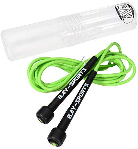 BAY Sports® GRÜN Nylon Neon Springseil 310 cm Jump Rope PVC Kunststoff Sprungseil Skipping Profi Seil Jumprope rosarot hellrot