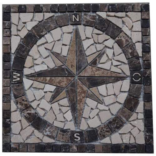 Rosoni Rosone Mosaico Marmo 30x30 cm Rosa di Venti su rete interni esterni