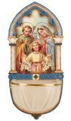 Holy Family Luminous Holy water Font with Gold Foil Highlights - Nativity