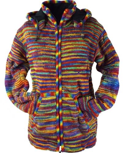 GURU SHOP Strickjacke Wolljacke Nepaljacke - Modell 12, Damen, Wolle, Size:M