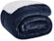 Bedsure Sherpa Fleece Throw Blanket - Fluffy Microfiber Solid Blankets for Bed and Couch Double/Twin Size, Navy Blue, 150x200cm