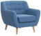 Beliani Sessel mit Armlehnen Stoff Blau Knopfheftung Holzgestell Retro-Stil Motala