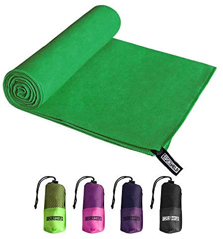 Sportheld® MIKRO-Faser Sport Hand-Tuch | Grün | 40 x 80cm | Klein | Micro-Faser - leicht, saugfähig | inklusive Tragetasche