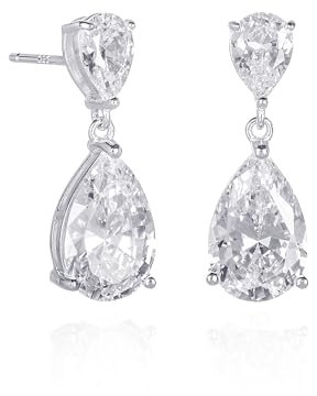 Diamond Treats Tropfen-Ohrringe in Birnenform für Damen Mit Klaren Zirkonia-Steinen - 925 Sterling Silber Teardrop Ohrringe Mit Geschenkbox