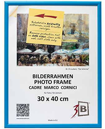 3-B Cadre de l'image ULM 30x40 cm - bleu clair - cadre photo en bois, avec verre acrylique