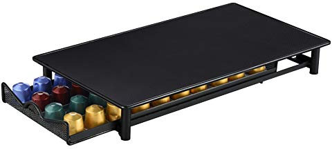 Exzact Schubladen für Kapseln kompatibel für Nespresso/Kaffeekapsel-Speicher-Fach und Maschinen-Standplatz 2-in-1, Kapazität 40 Pods