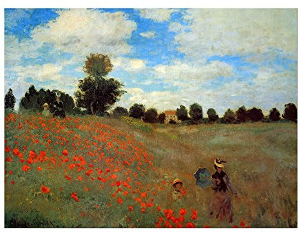 Kunstdruck Poster - Claude Monet Mohnfeld bei Argenteuil 40x30 cm ca. A3 - Alte Meister Bild ohne Rahmen