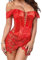 Sxybox Damen Faux Leder Korsett Korsage Gothic Sexy Dessous Corsagenkleid Vollbrust Korsagenkleid Corsage Clubwear,Rot,4XL