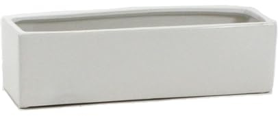 WGVI Long Rectangle Ceramic Planter Vase in White 14 x 4 x 4H, Rectangular Box Block Terrarium Pot, Flower Arrangement, Tabletop Centerpiece, Home Decor Organization Storage Container, 1 Pc.