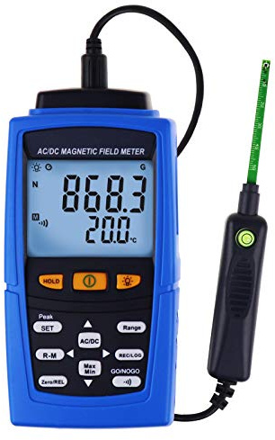 AC/DC Gaussmeter Magnetfeldstärke Meter Teslameter Magnetometer Residual Permanent Magnet N/S Polarität 3000mT (30000 Gauss) Automatische manuelle Datenaufzeichnung