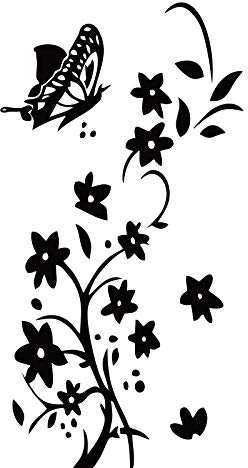 CUNYA 42 x 80cm Flower Decals with Butterfly Wall Stickers, DIY Decorative Self Adhesive PVC Wall Art Stickers for Living Room Bedroom Wardrobe Background Cupboard Refrigerator Wall Stickers