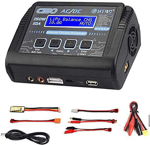 YUNIQUE GREEN-CLEAN-POWER - Chargeur Déchargeur LiPo RC C150 150W 10A 1-6S AC/DC | pour NiCd, Li-ION, Life, NiMH, LiHV, PB | Ventilateur, USB, Noir