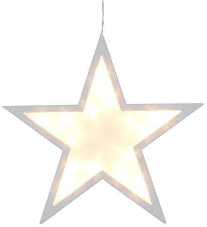 gartenmoebel-einkauf Fensterbild Stern weiss, mit 20 LED warmweiss, zum Aufhängen. Durchmesser 25cm.