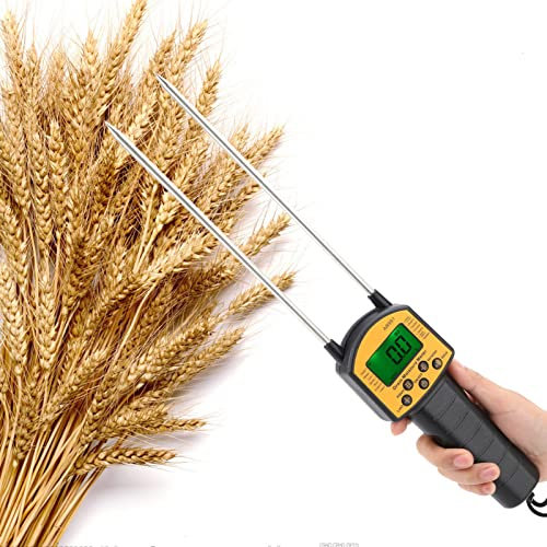 Medidor de humedad de grano Medidor de humedad Sonda multifuncional de uso de fibra Probador de herramientas LCD digital para granos de arroz para man¨ª Soja para ma¨ªz trigo