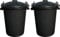 JMS we create smile 50 Litre 50L Large Heavy Duty Plastic Bin Dustbin Storage Unit with Locking Lid for Home Garden Rubbish Waste Animal Feed (2, Black Bin)