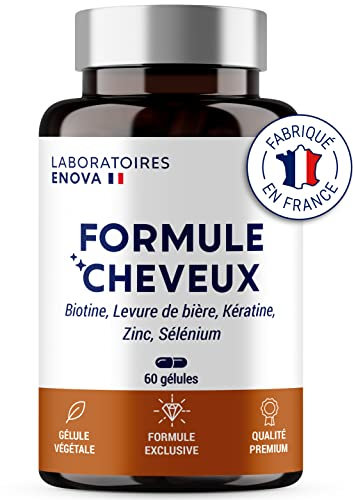 FORMULE CHEVEUX | Levure de Biere, Kératine, Biotine, Sélénium, Zinc | Résistance Pousse Brillance | Complement Alimentaire Cheveux 30 jour | Fabriqué en France