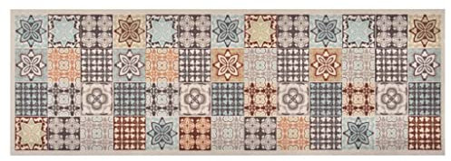 vidaXL Küchenteppich Waschbar rutschfest Teppichläufer Küchenläufer Läufer Teppich Flurteppich Küche Bodenmatte Fußmatte Mosaik Mehrfarbig 45x150cm