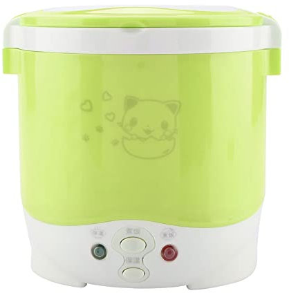 Shipenophy Olla arrocera Multifuncional portátil eléctrica de Acero Inoxidable de 24 V 130 W 1L, Olla de arroz Multifuncional, Olla de Granos de arroz para Camiones(Verde)