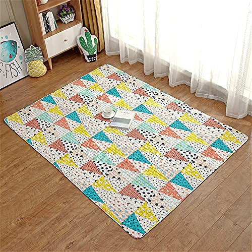 LIVEINU Baumwolle Tatami Teppich mit Anti-Rutsch Unterstützung Faltbarer Abwaschbarer Kinderteppich Spielteppich Babyteppich Fußboden Krabbeldecke 110x160cm Dreieck