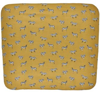 Meyco Baby Zebra Animal Wickelauflagenbezug (weich und hautfreundlich, aus 100% Baumwolle, waschbar, einfache Pflege, trocknergeeignet, Größe: 85 x 75 cm), Honig Gold