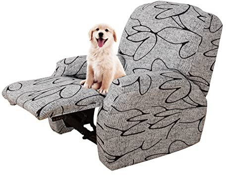 Lydevo Stretchhusse für Relaxsessel Stretch Sesselbezug Relaxsessel Sesselschoner für Relaxsessel 4-Teilig Set mit Seitentasche rutschfest Waschbar Recliner Cover,Schwarze Blume