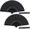 Hand fan folding,folding fan- 2 PCS Black Silk handheld fan folding for Dance Performance, Wedding Favors, Cosplay & Home Decor