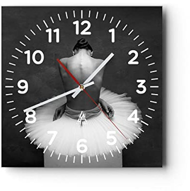 Modern Wanduhr Ballerina Rücken Stück 30x30cm Quadrat Klein Wand Uhr Glas Analog Zimmeruhren Küche Büro Wohnzimmer Glasuhr Wall Clock Dekoration Design Wanddekoration Küchenuhr C4AC30x30-4729