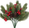 FINDIR 4pcs Künstliche Tannenzweige mit Zapfen und Beeren Tannenzweige Künstlich Weihnachten Tannenzweige Deko Künstliche Beerenzweige Weihnachten für Weihnachten Kranz und Girlande