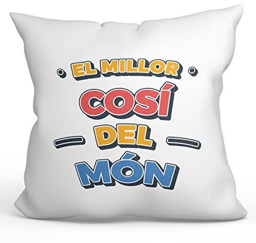 Mugffins Kissen mit Füllung mit Spruch für Cousin - Auf katalanisch - Millor del Món! - 40 x 40 cm - originelles und lustiges Geschenk