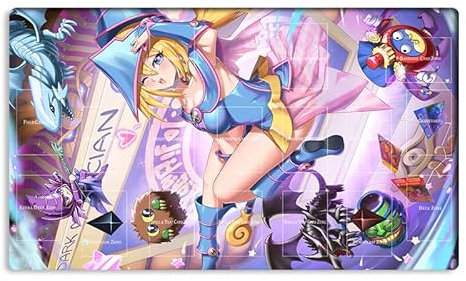 New Mlikemat Playmat Duell Monsters Dark Magician Girl, TCG CCG OCG Sammelkartenspielmatte mit Zonen + gratis Tasche (ZD039-993-A)