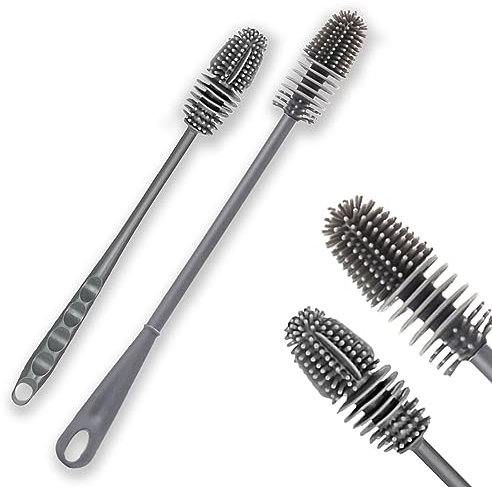 2 Pcs Bottle Brush Baby, Brush Silicone Bottle Brush, Bottle Brushes For Cleaning, Water Bottle Cleaning Brush, Long Bottle Brush for Baby Bottles Sports Bottle Vase Glassware