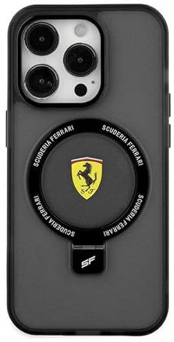 CG MOBILE Ferrari FEHMP15SUSCAK Hülle für iPhone 15 6.1 Schwarz hardcase Ring Stand 2023 Collection