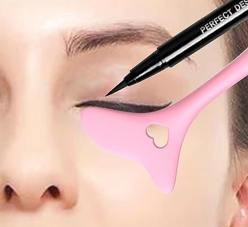 Onlineforu LTD Silicone Eyeliner Tool – Pink Y-Shaped Wing & Eyeshadow Guide – Reusable Easy-Clean Makeup Tool