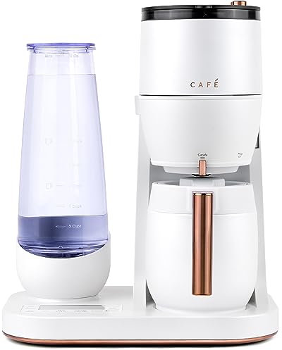 Café Specialty Grind and Brew Coffee Maker, Single-Serve Option, 10-Cup Thermal Carafe, WiFi Enabled Technology, Smart Home Kitchen Essentials, SCA Certified, Barista-Quality Brew, Matte White