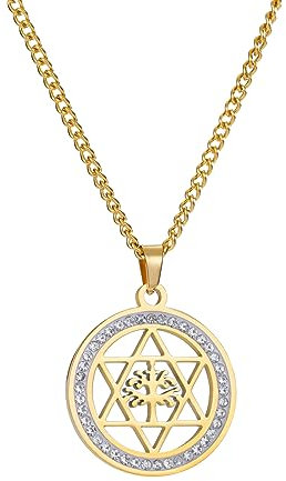 VASSAGO Collier arbre de vie étoile de David pour homme et femme Bijoux arbre généalogique Cadeau religieux Judaica, Acier inoxydable