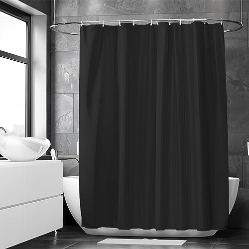 Loti Living Anti-Schimmel Duschvorhang 180x200 cm - Schwarz Polyester - Inkl. Ringe - Shower Curtains - Duschvorhang Anti Schimmel - Duschvorhang Badewanne - Duschvorhang Schwarz