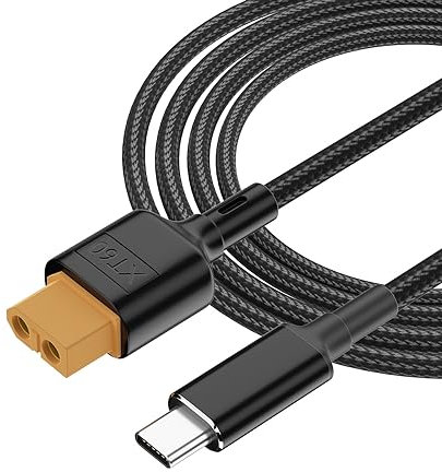 Type-C Male to XT60 Female Charging Cable, XT60 Model Adapter Cord for Drone RC Vehicle PD 100W 20V/5A Charging Cable for Toolkit-RC M7 M6 M6D Charger M4 Pocket - 3.3 Feet/100m