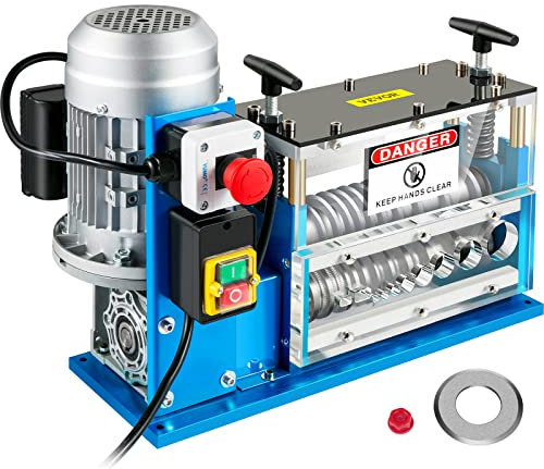VEVOR Macchina Spelafili Elettrica, SMS-038 Potenza 370 W 220 V 50 Hz Peso 25 kg Strumento Spelafili Blu Materiale Alluminio, Acrilico, Filo di Rame per Gestire Contemporaneamente Diversi Tipi di Fili