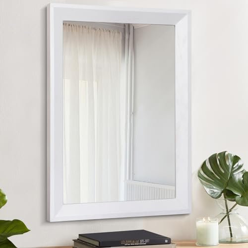 AAZZKANG Rustikaler Wandspiegel,groß,65 x 45 cm,dekorativer Holzrahmen,Spiegel,Bauernhaus,Schlafzimmer,Badezimmer,Hängespiegel,Wanddekoration,Rechteck