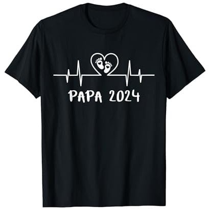 Papa 2024 Herzschlag - Das Daddy Vatertag Geburt Vater T-Shirt